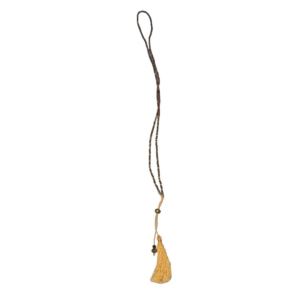 Bohemian Small Beaded Necklace With Tassel Dressy Or Casual 16.5 in.